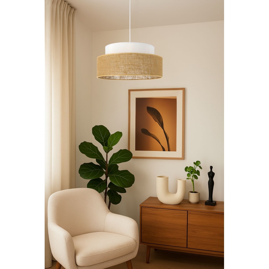 Pendel BOHO 1xE27/60W/230V hvid/beige