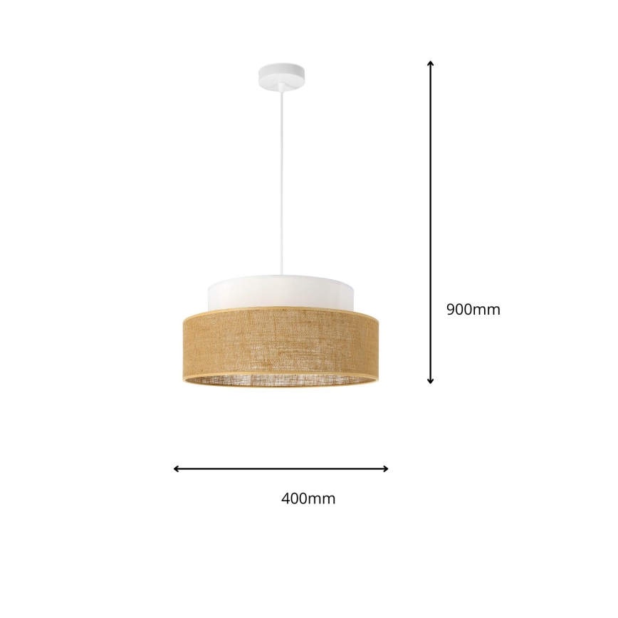 Pendel BOHO 1xE27/60W/230V hvid/beige