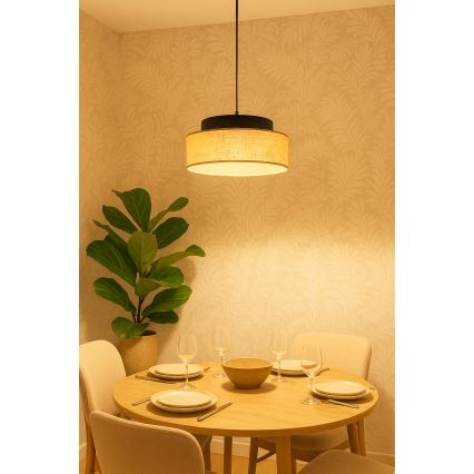 Pendel BOHO 1xE27/60W/230V sort/beige