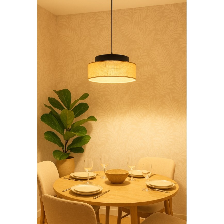 Pendel BOHO 1xE27/60W/230V sort/beige