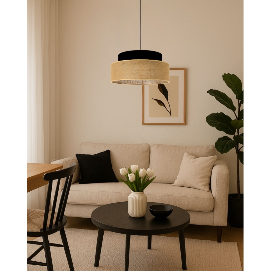 Pendel BOHO 1xE27/60W/230V sort/beige