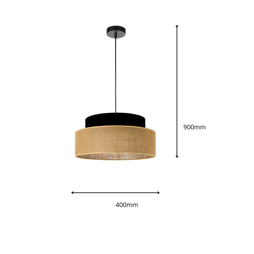 Pendel BOHO 1xE27/60W/230V sort/beige
