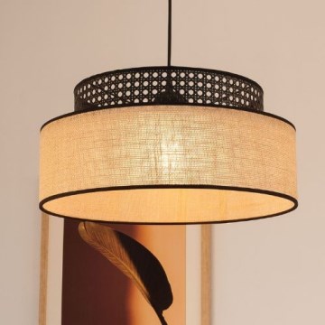 Pendel BOHO 1xE27/60W/230V sort/Rattan
