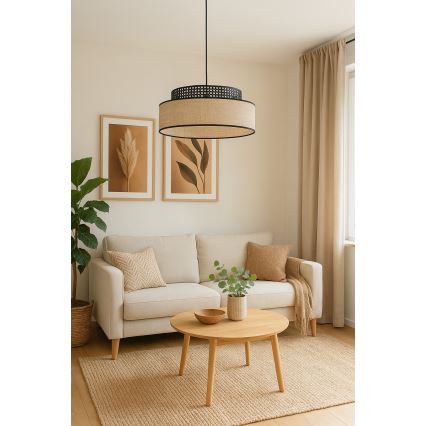 Pendel BOHO 1xE27/60W/230V sort/Rattan