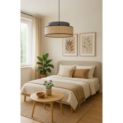 Pendel BOHO 1xE27/60W/230V sort/Rattan