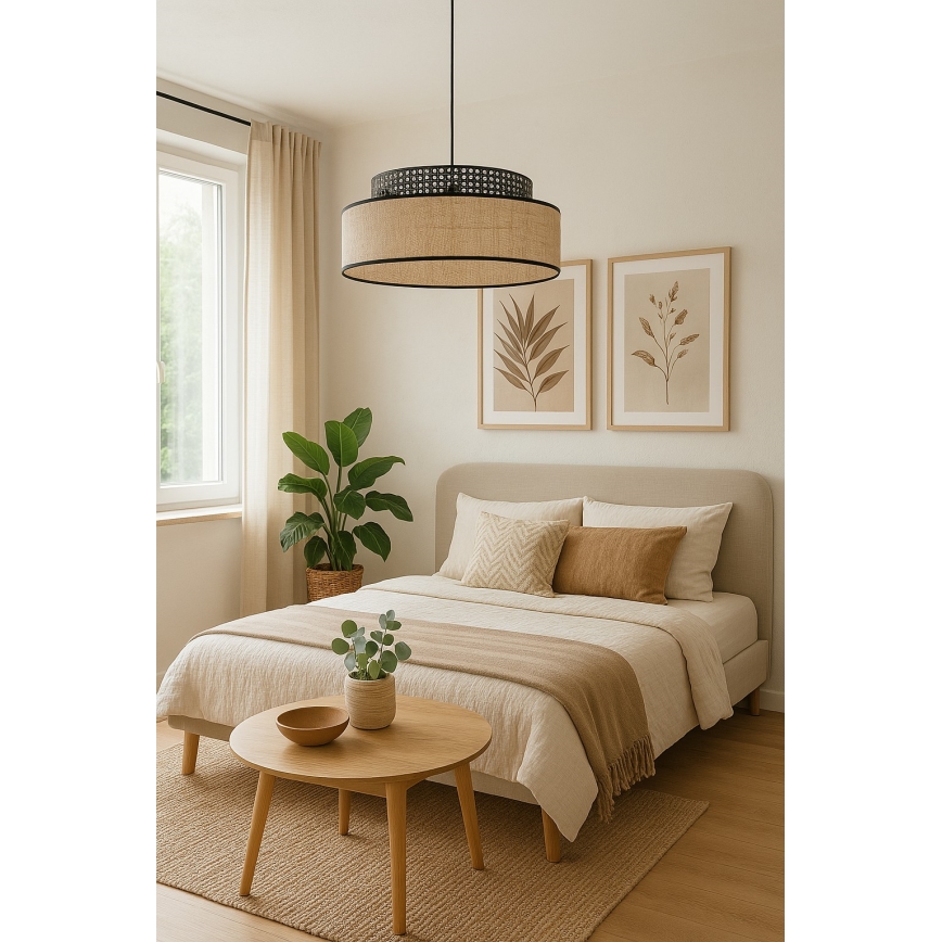 Pendel BOHO 1xE27/60W/230V sort/Rattan