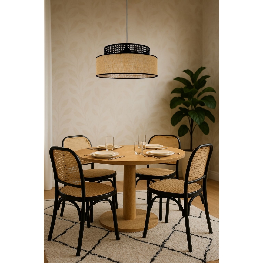 Pendel BOHO 1xE27/60W/230V sort/Rattan