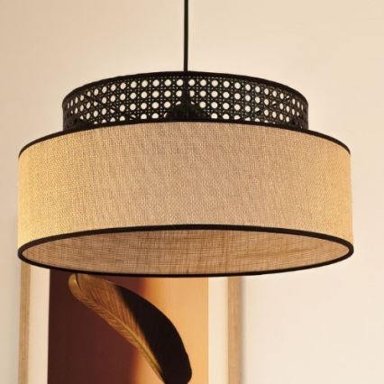 Pendel BOHO 1xE27/60W/230V sort/Rattan