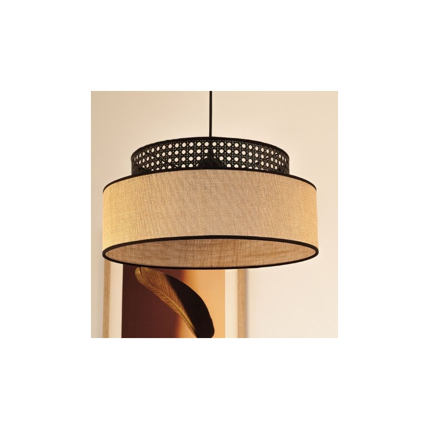 Pendel BOHO 1xE27/60W/230V sort/Rattan