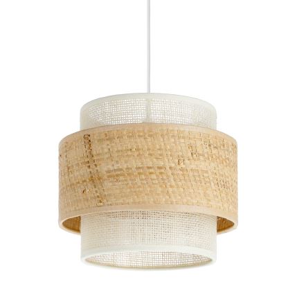 Pendel BOHO på ledning 1xE27/60W/230V Ø 20 cm jute/cremefarvet
