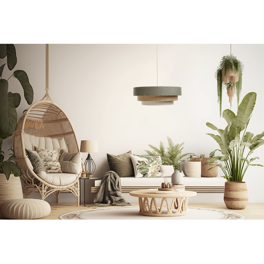 Pendel BOHO TRINITI 1xE27/60W/230V grå/beige/cremefarvet