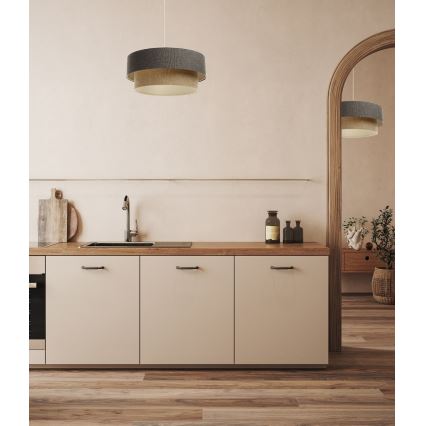 Pendel BOHO TRINITI 1xE27/60W/230V grå/beige