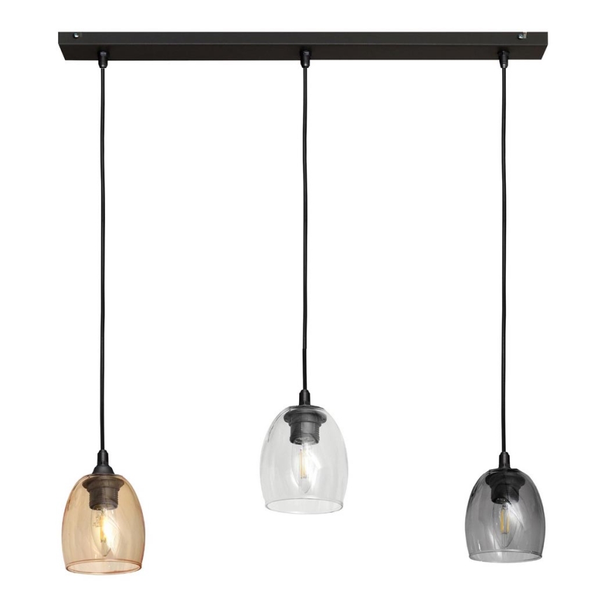 Pendel BRILLANT 3xE27/15W/230V beige/transparent/grå