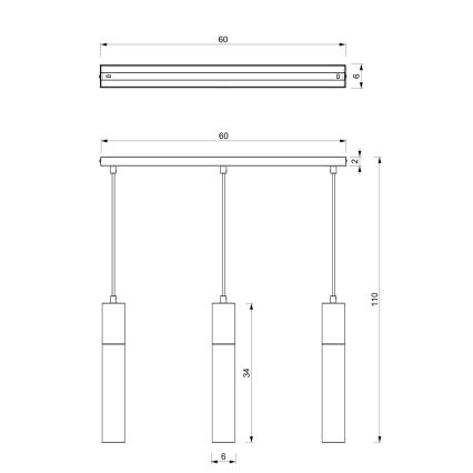 Pendel CASSA 3xGU10/60W/230V sort