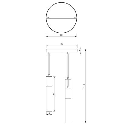 Pendel CASSA 3xGU10/8W/230V hvid/gylden