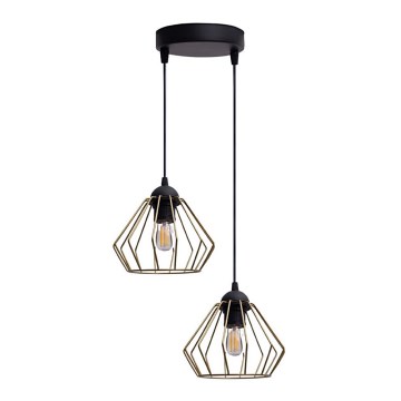 Pendel CEED GOLD 2xE27/60W/230V diameter 28 cm sort/guldfarvet