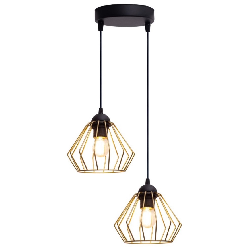 Pendel CEED GOLD 2xE27/60W/230V diameter 28 cm sort/guldfarvet