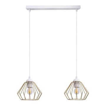 Pendel CEED GOLD 2xE27/60W/230V hvid/guldfarvet