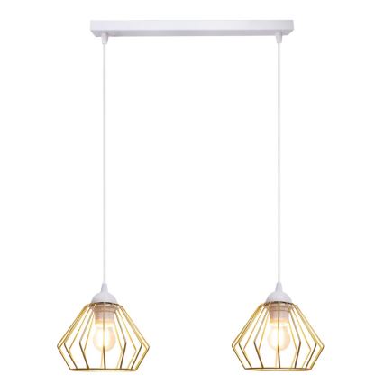 Pendel CEED GOLD 2xE27/60W/230V hvid/guldfarvet
