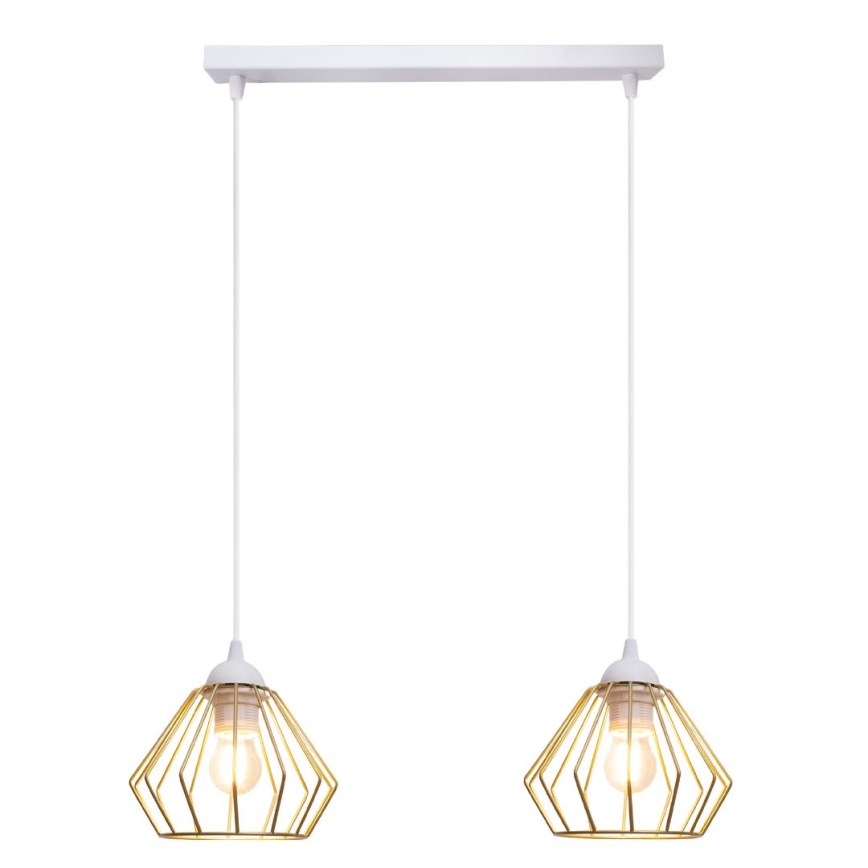 Pendel CEED GOLD 2xE27/60W/230V hvid/guldfarvet