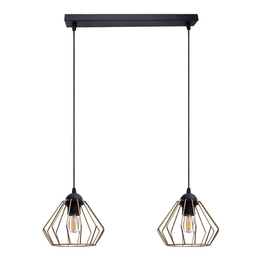 Pendel CEED GOLD 2xE27/60W/230V sort/guldfarvet