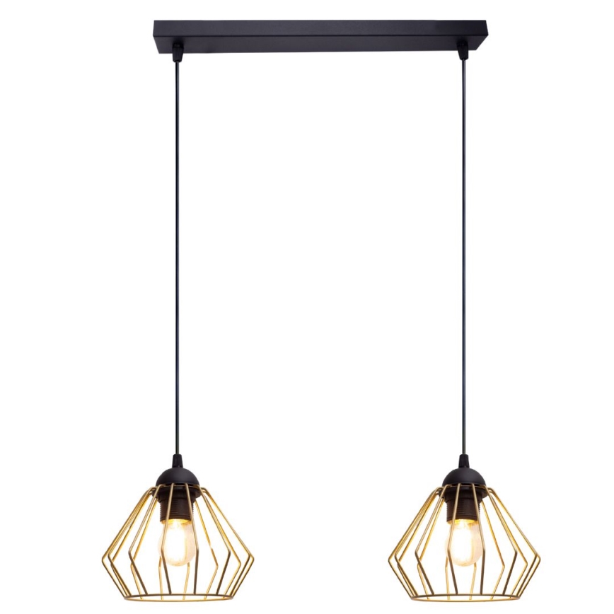 Pendel CEED GOLD 2xE27/60W/230V sort/guldfarvet