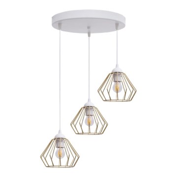 Pendel CEED GOLD 3xE27/60W/230V diameter 45 cm hvid/guldfarvet