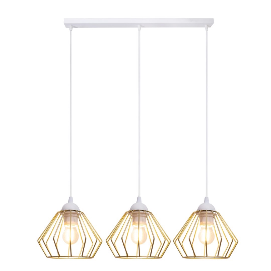Pendel CEED GOLD 3xE27/60W/230V hvid/guldfarvet