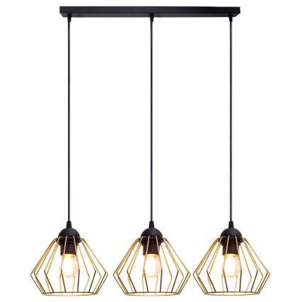Pendel CEED GOLD 3xE27/60W/230V sort/guldfarvet