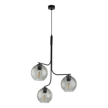 Pendel CESAR 3xE27/15W/230V, sort/røggrå
