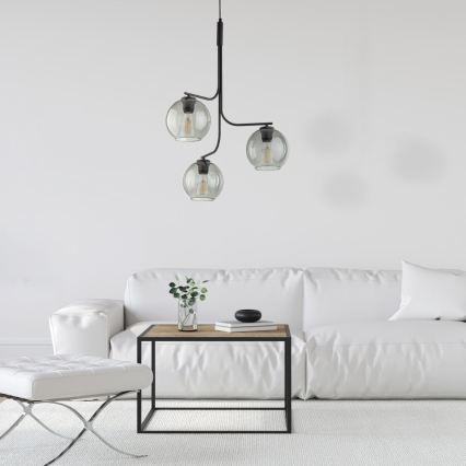 Pendel CESAR 3xE27/15W/230V, sort/røggrå
