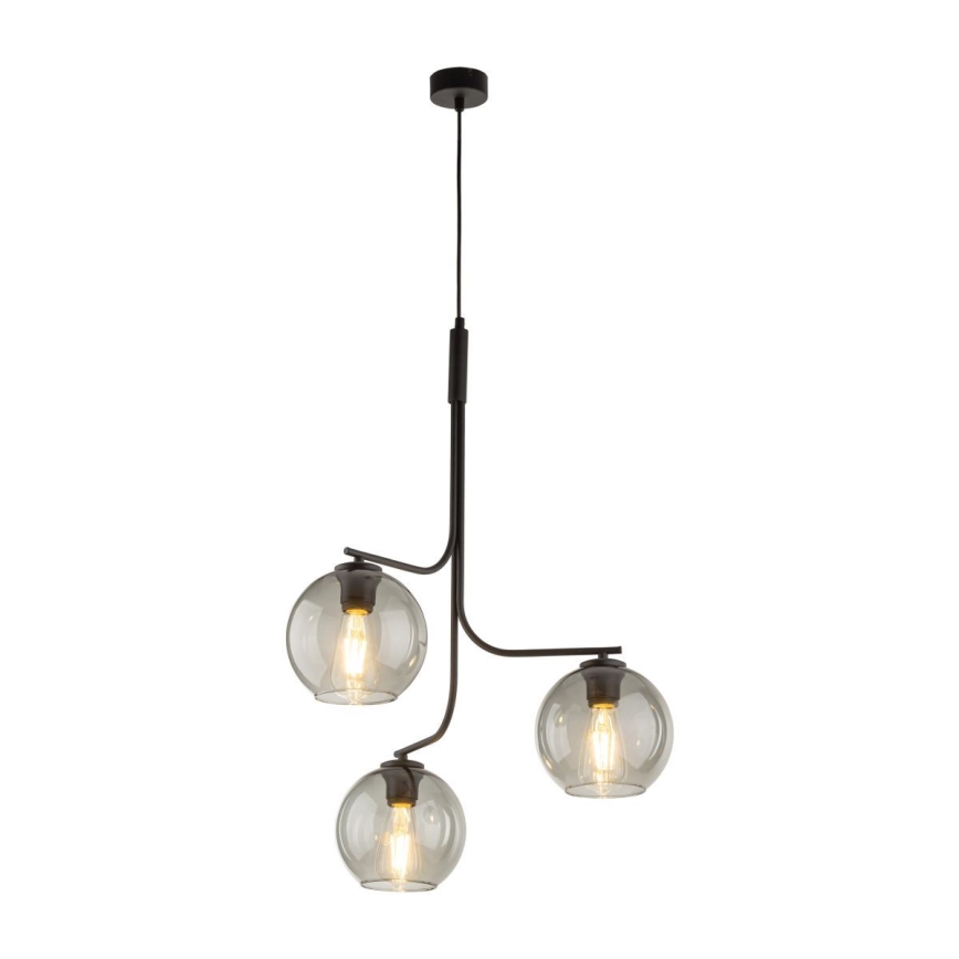 Pendel CESAR 3xE27/15W/230V, sort/røggrå