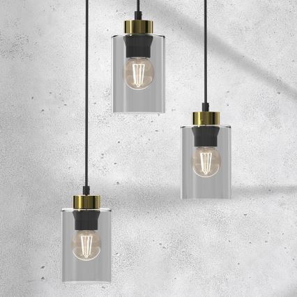 Pendel CHIC 3xE27/60W/230V sort/grå