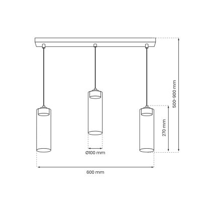 Pendel CLARISSA 3xGX53/12W/230V sort