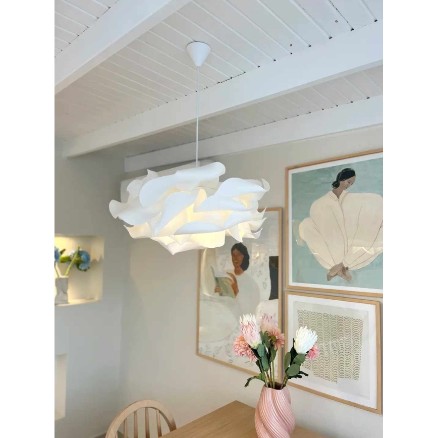 Pendel CLOUDY på ledning 1xE27/40W/230V hvid