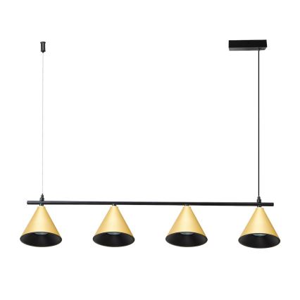 Pendel CONE 4xGU10/10W/230V guldfarvet/sort