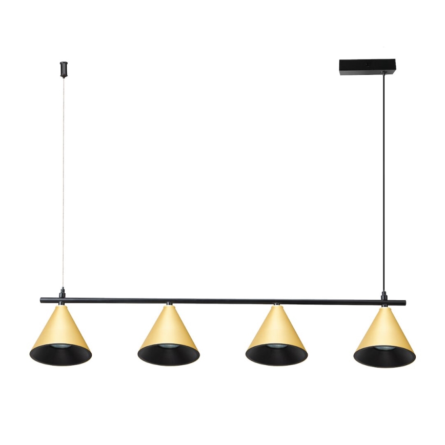 Pendel CONE 4xGU10/10W/230V guldfarvet/sort