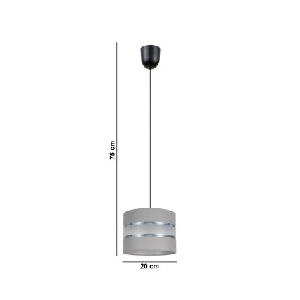 Pendel CORAL 1xE27/60W/230V diam. 20 cm grå