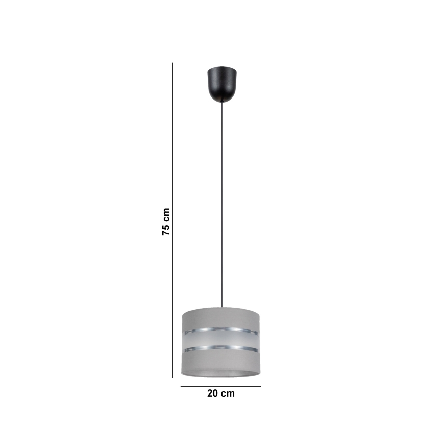 Pendel CORAL 1xE27/60W/230V diam. 20 cm grå