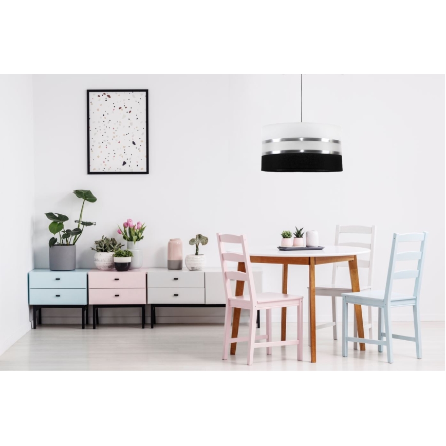 Pendel CORAL 1xE27/60W/230V sort og hvid