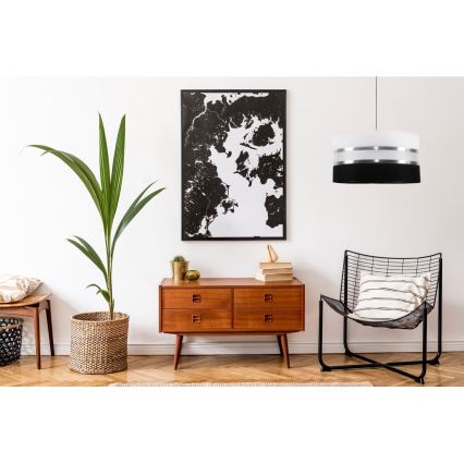 Pendel CORAL 1xE27/60W/230V sort og hvid