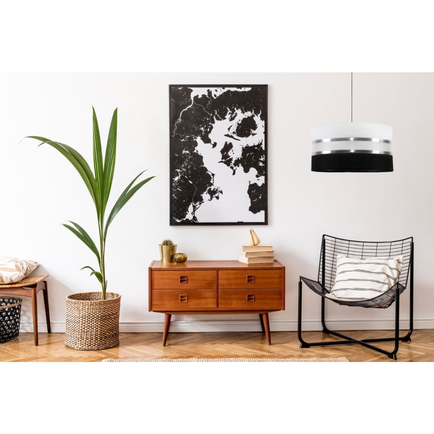 Pendel CORAL 1xE27/60W/230V sort og hvid