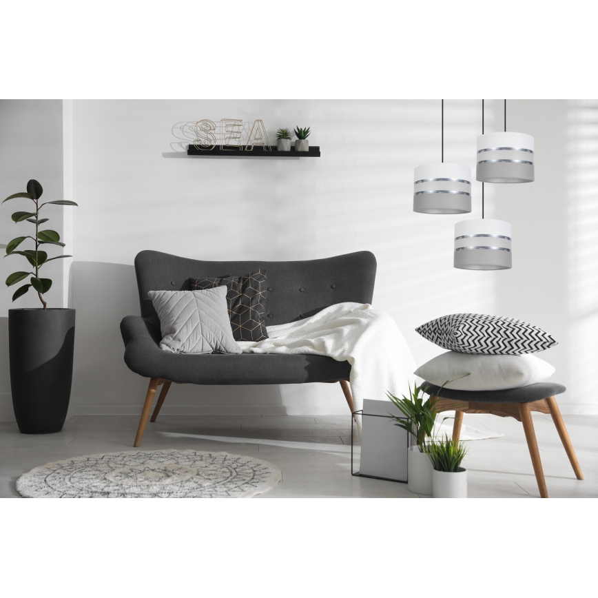 Pendel CORAL 3xE27/60W/230V hvid/grå