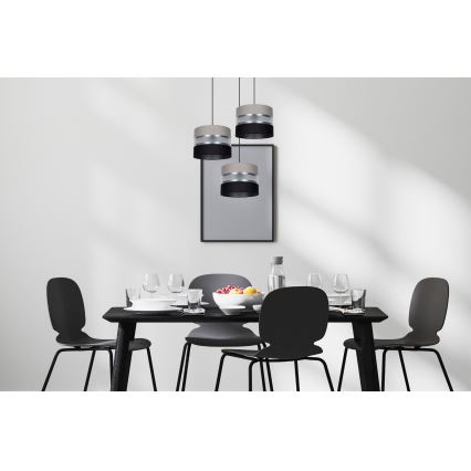Pendel CORAL 3xE27/60W/230V sort/grå/mat krom diameter 45 cm
