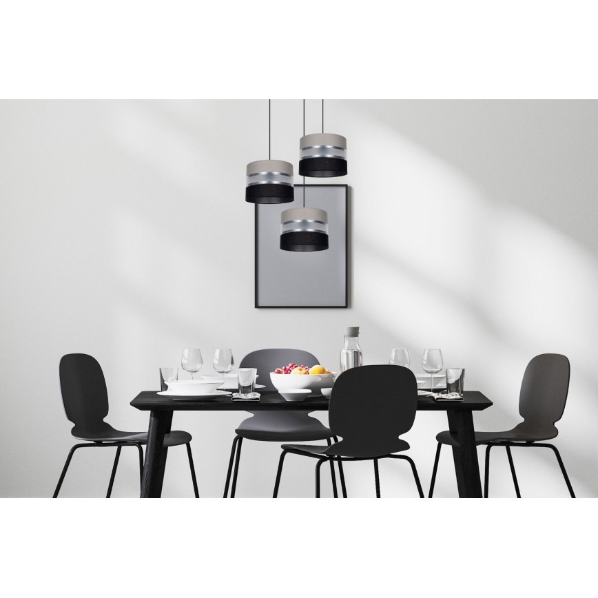 Pendel CORAL 3xE27/60W/230V sort/grå/mat krom diameter 45 cm
