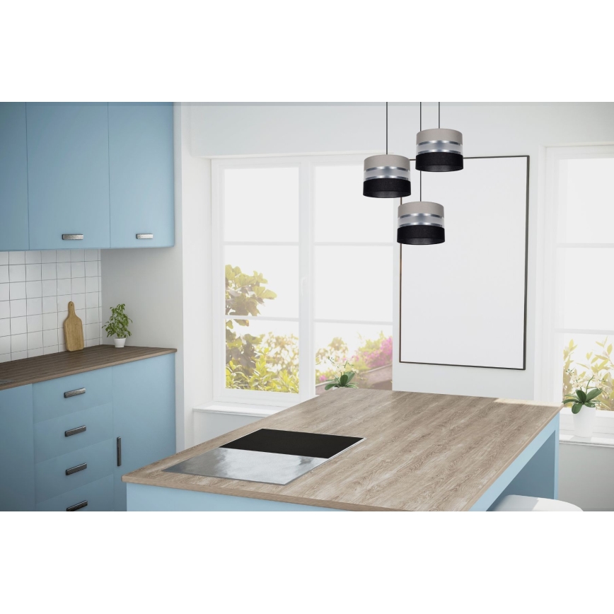 Pendel CORAL 3xE27/60W/230V sort/grå/mat krom diameter 45 cm