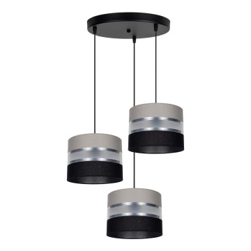 Pendel CORAL 3xE27/60W/230V sort/grå/mat krom diameter 45 cm