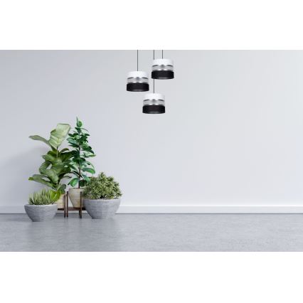 Pendel CORAL 3xE27/60W/230V sort/hvid/mat krom diameter 45 cm