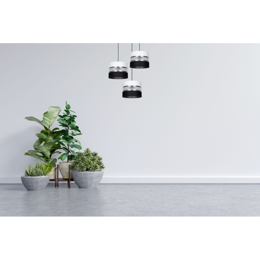 Pendel CORAL 3xE27/60W/230V sort/hvid/mat krom diameter 45 cm