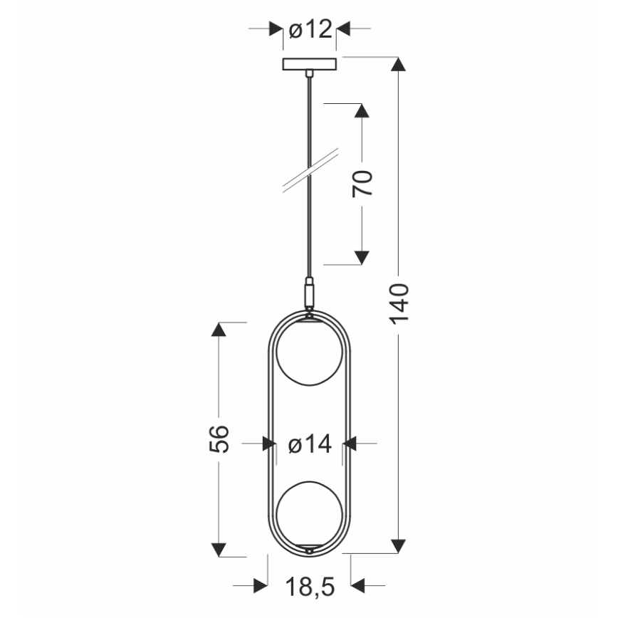 Pendel CORDEL 2xG9/28W/230V sort/røget sort